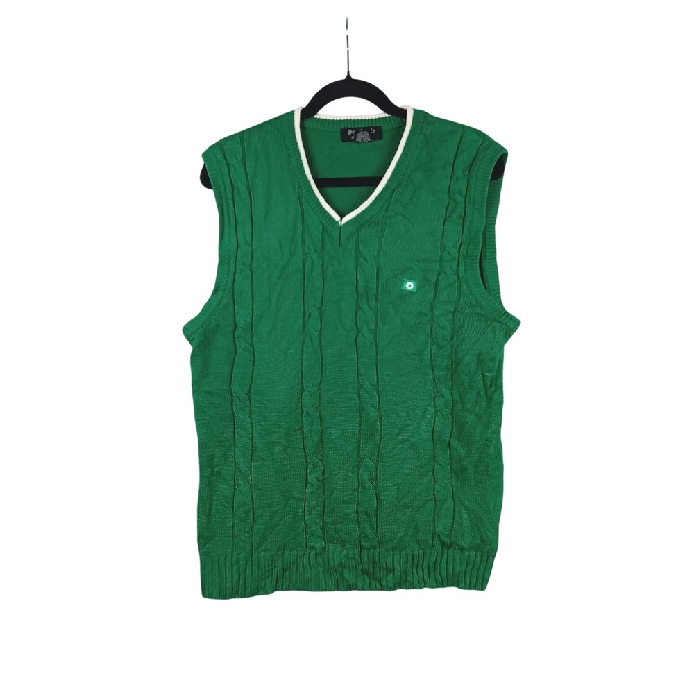VTG Southpole Signature Series Mens Green Cable Knit‎ V Neck Sweater Vest Size L